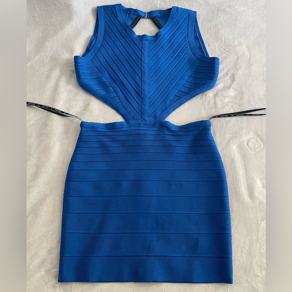 Herve Leger Vibrant Blue Backless Dress